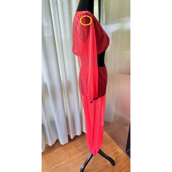 Vintage 1970s lingerie set, lipstick red, black trim, Genie harem style pajama - Picture 6 of 8